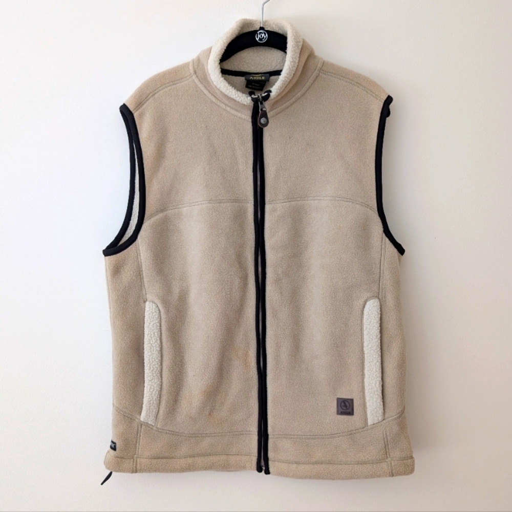 Aigle Cream Full Zip Fleece Vest with Sherpa Collar - Size M